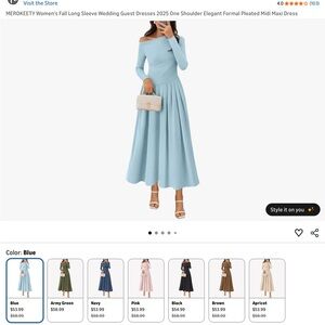MEROKEETY One-Shoulder Pleated Midi Dress in Light Blue